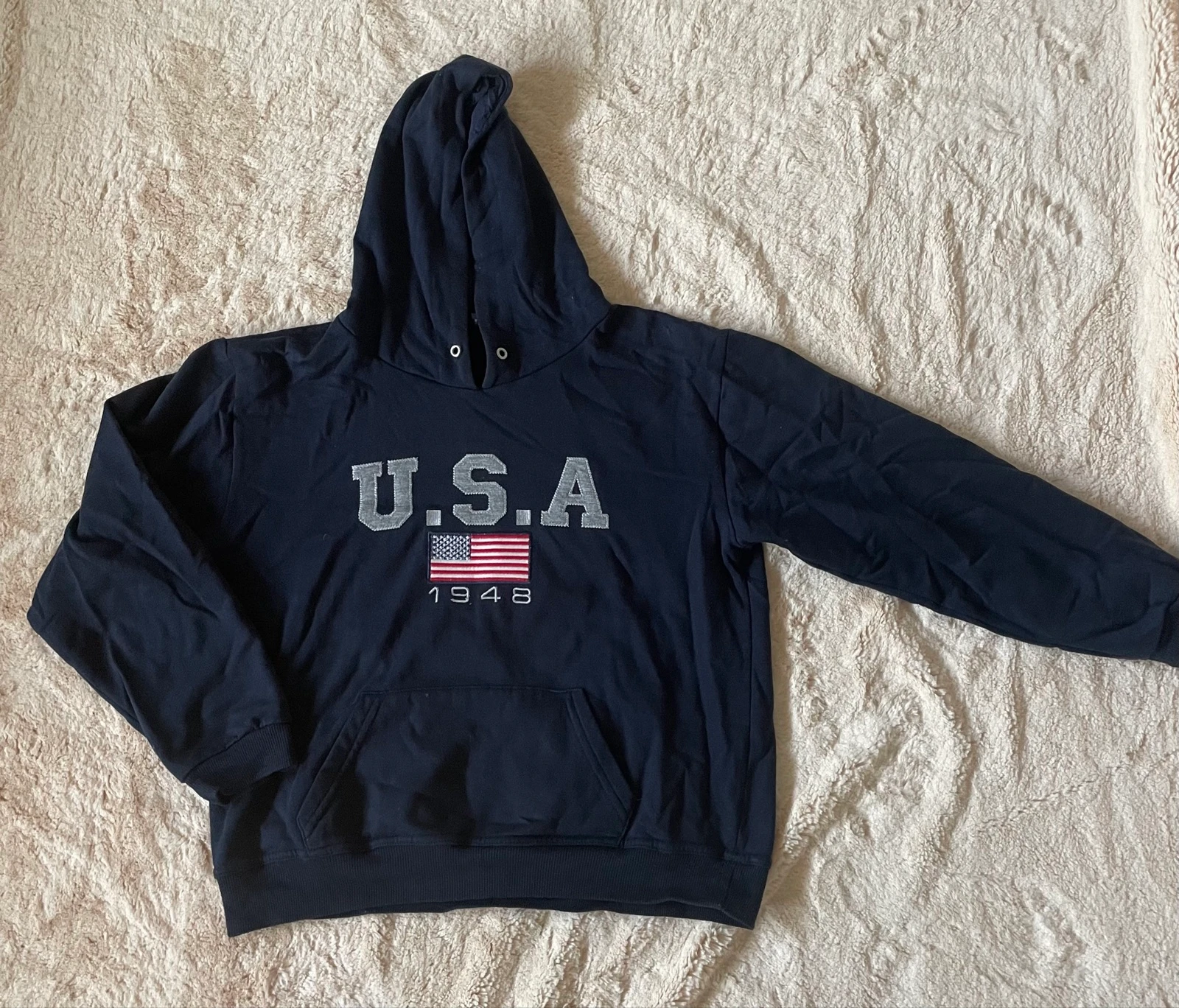 Navy Blue Hooded Sweatshirt U.S.A. 1948 – Size S – photo 2